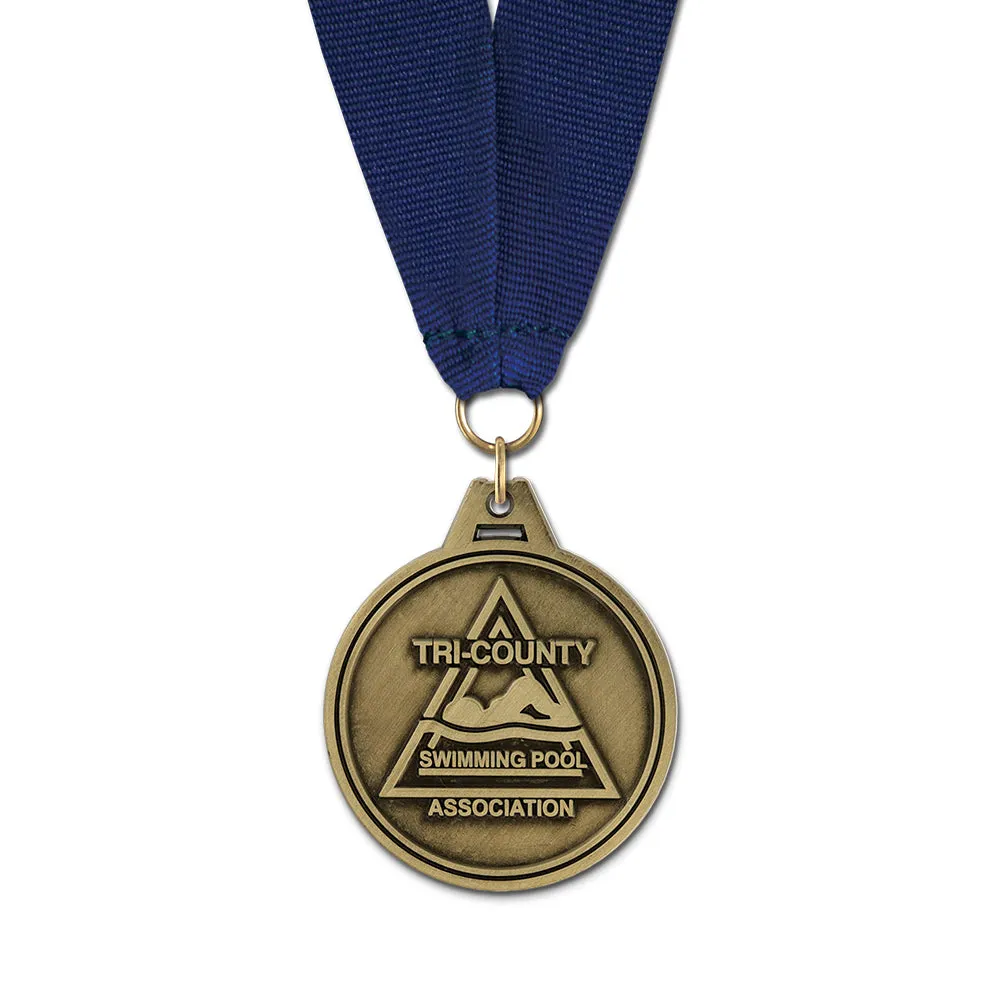 1-3/4" HL Custom Award Medal With Grosgrain Neck Ribbon