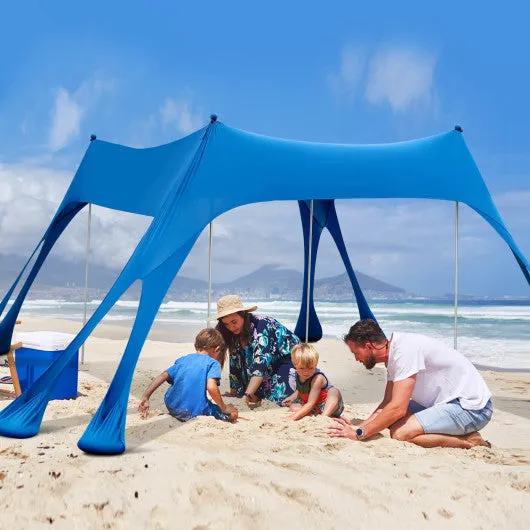 10 x 10 Feet Outdoor Sunshade Beach Canopy Tent for Camping-Blue