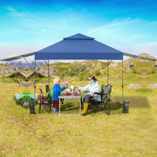 10 x 17.6 Feet Outdoor Instant Pop-up Canopy Tent with Dual Half Awnings-Blue