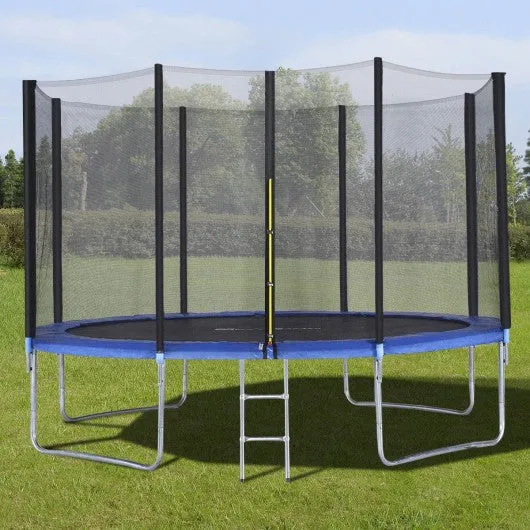 12' Trampoline with Enclosure Net Spring Pad & Ladder