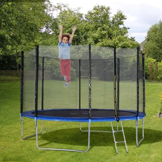 12' Trampoline with Enclosure Net Spring Pad & Ladder