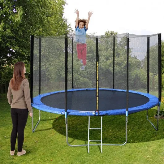 14' Trampoline Combo with Safety Enclosure Net Pad and Ladder