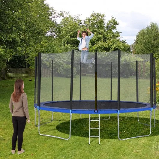 15' Trampoline with Enclosure Net Spring Pad & Ladder