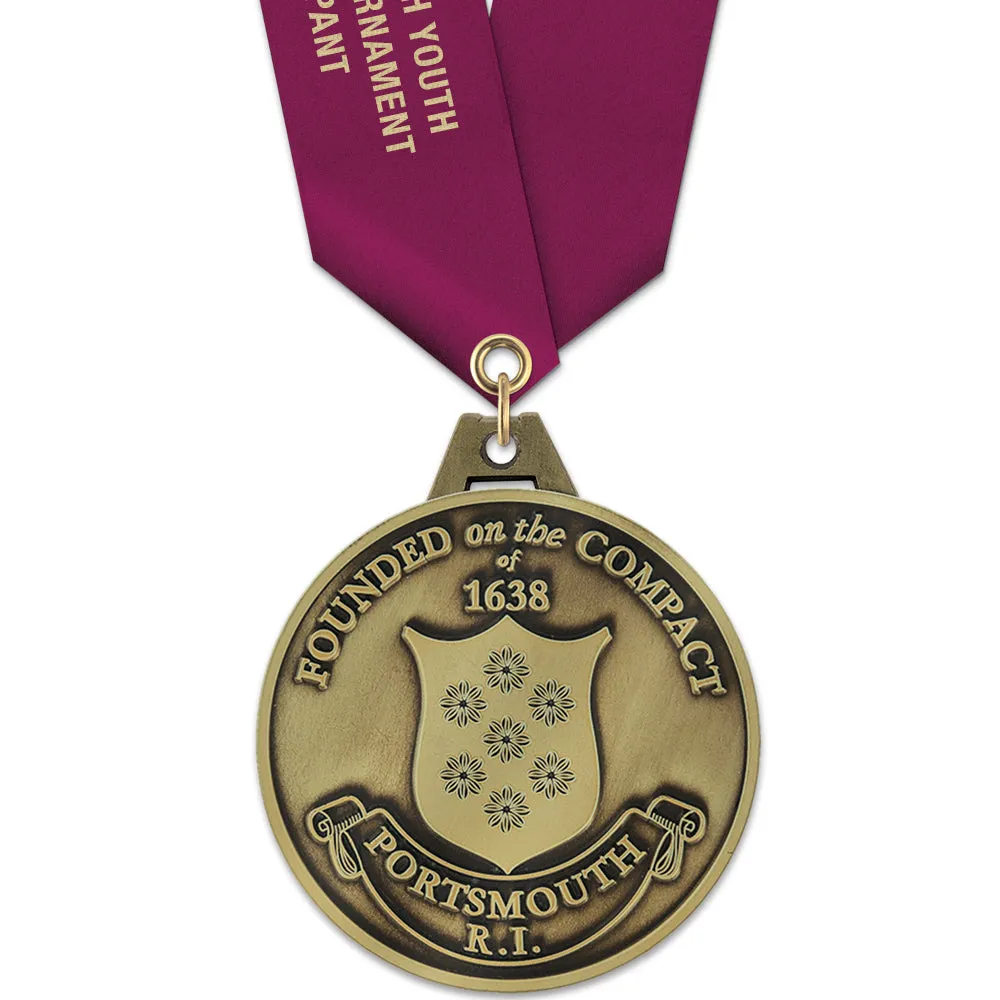 2-1/2" HS Custom Award Medal With Satin Neck Ribbon