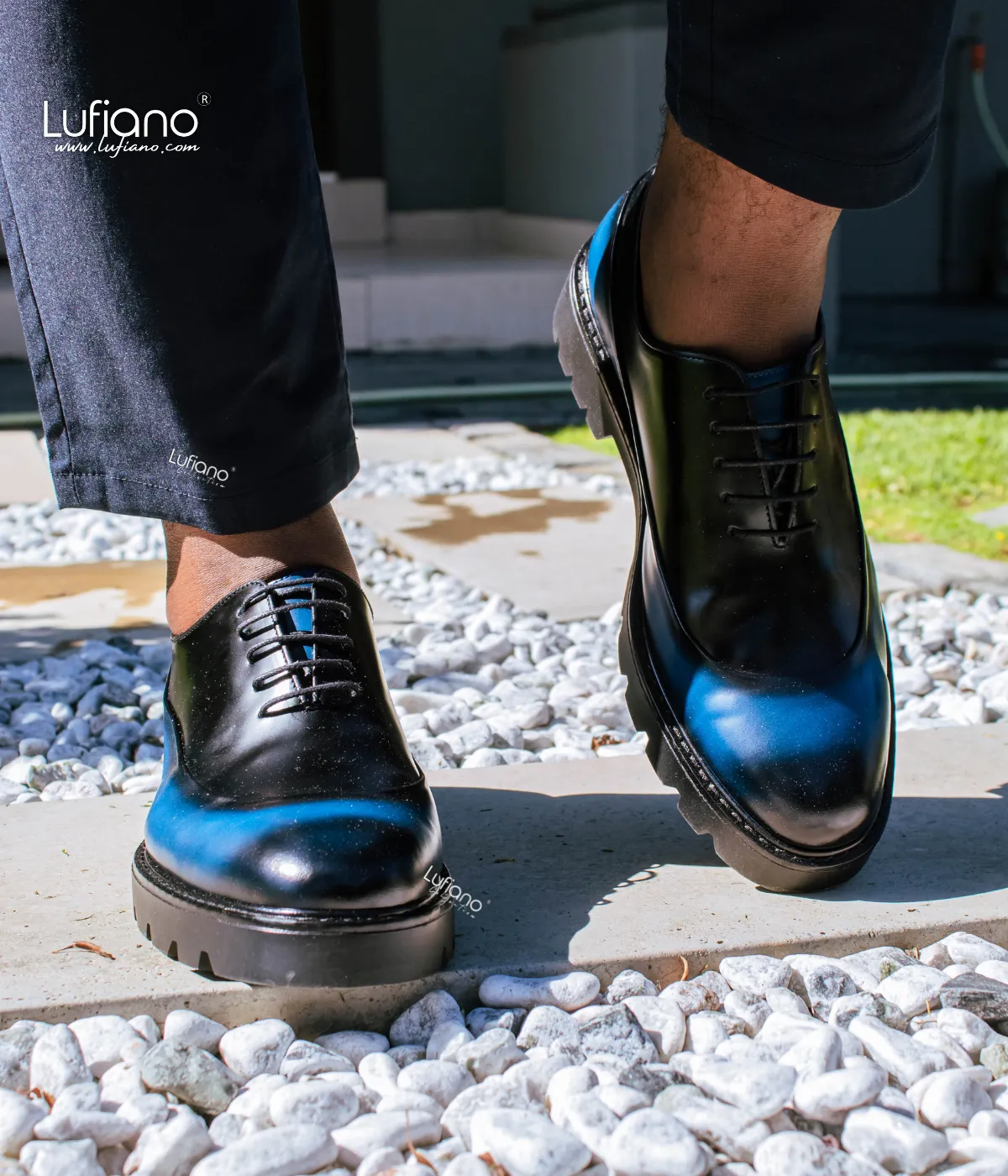 206 - Lufiano Lace Up: Black/blue