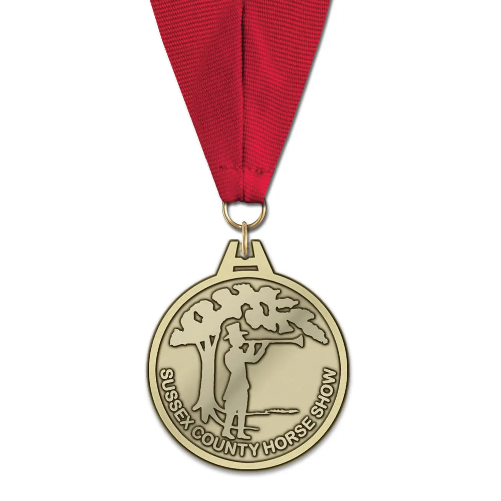 2" HG Custom Award Medal With Grosgrain Neck Ribbon