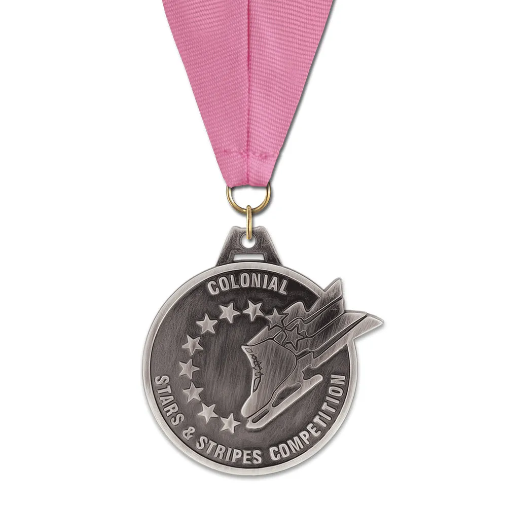 2" HG Custom Award Medal With Grosgrain Neck Ribbon