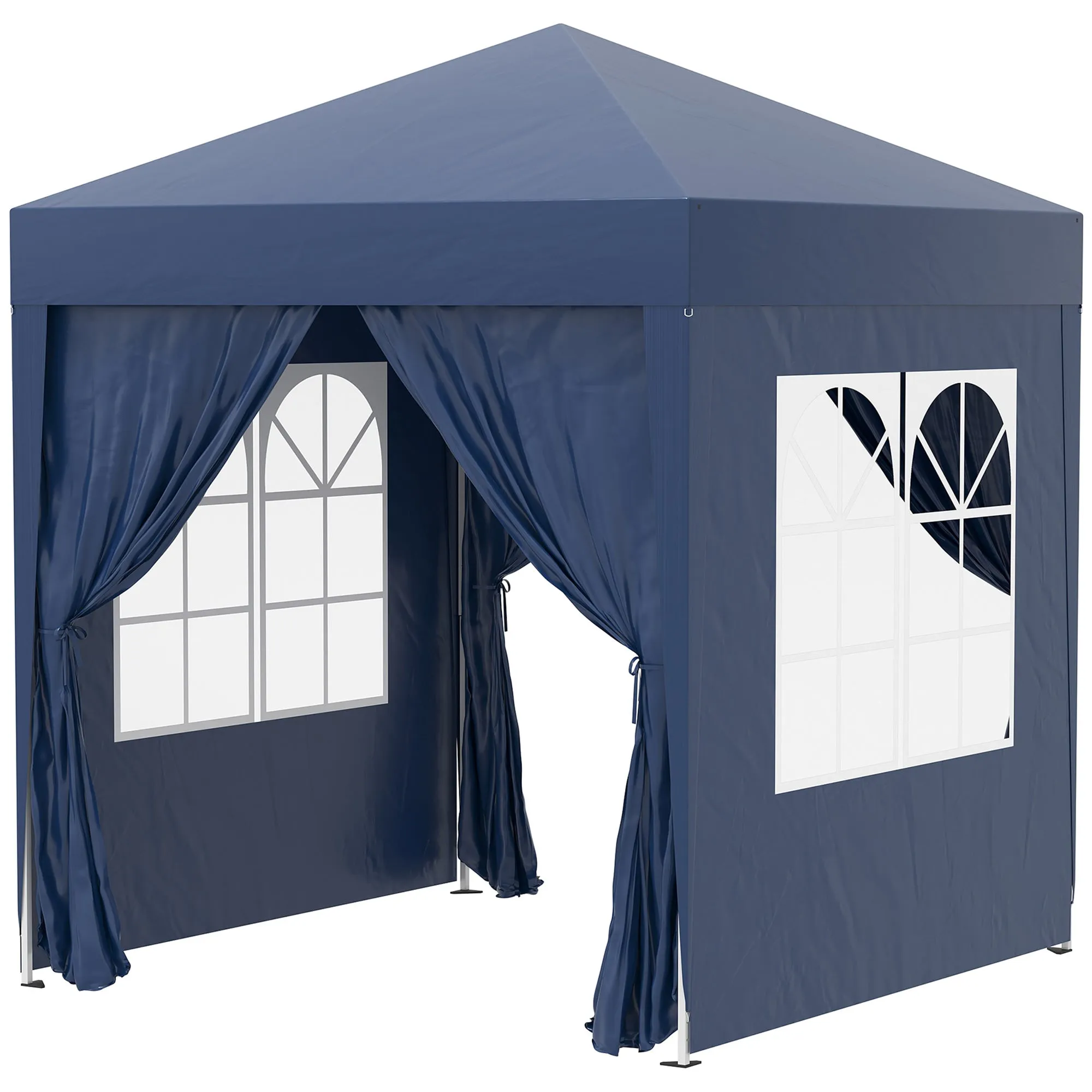 2x2m Garden Pop Up Gazebo Marquee Party Tent Wedding Awning Canopy W/ free Carrying Case   Removable 2 Walls 2 Windows-Blue