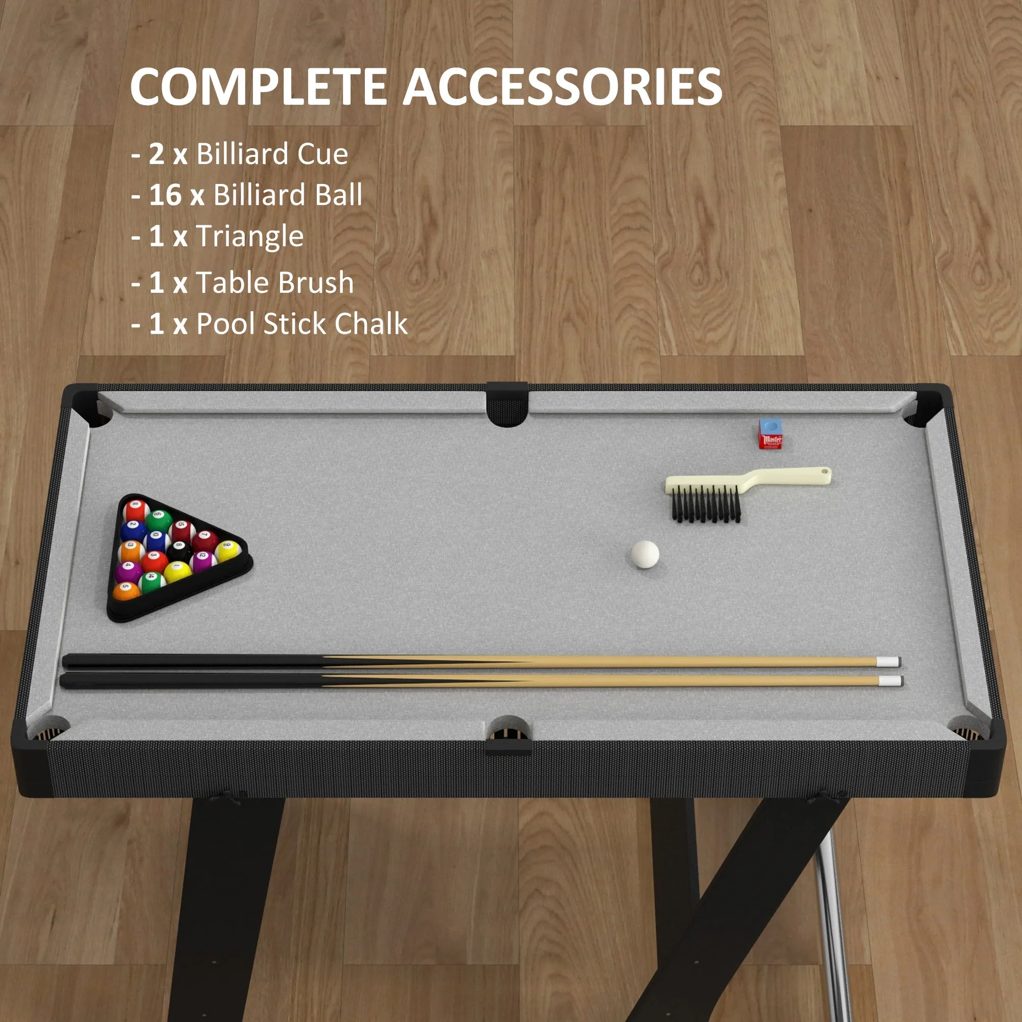 3.5ft Folding Pool Table Set with Cues, Balls, Chalk, Triangle, Brush