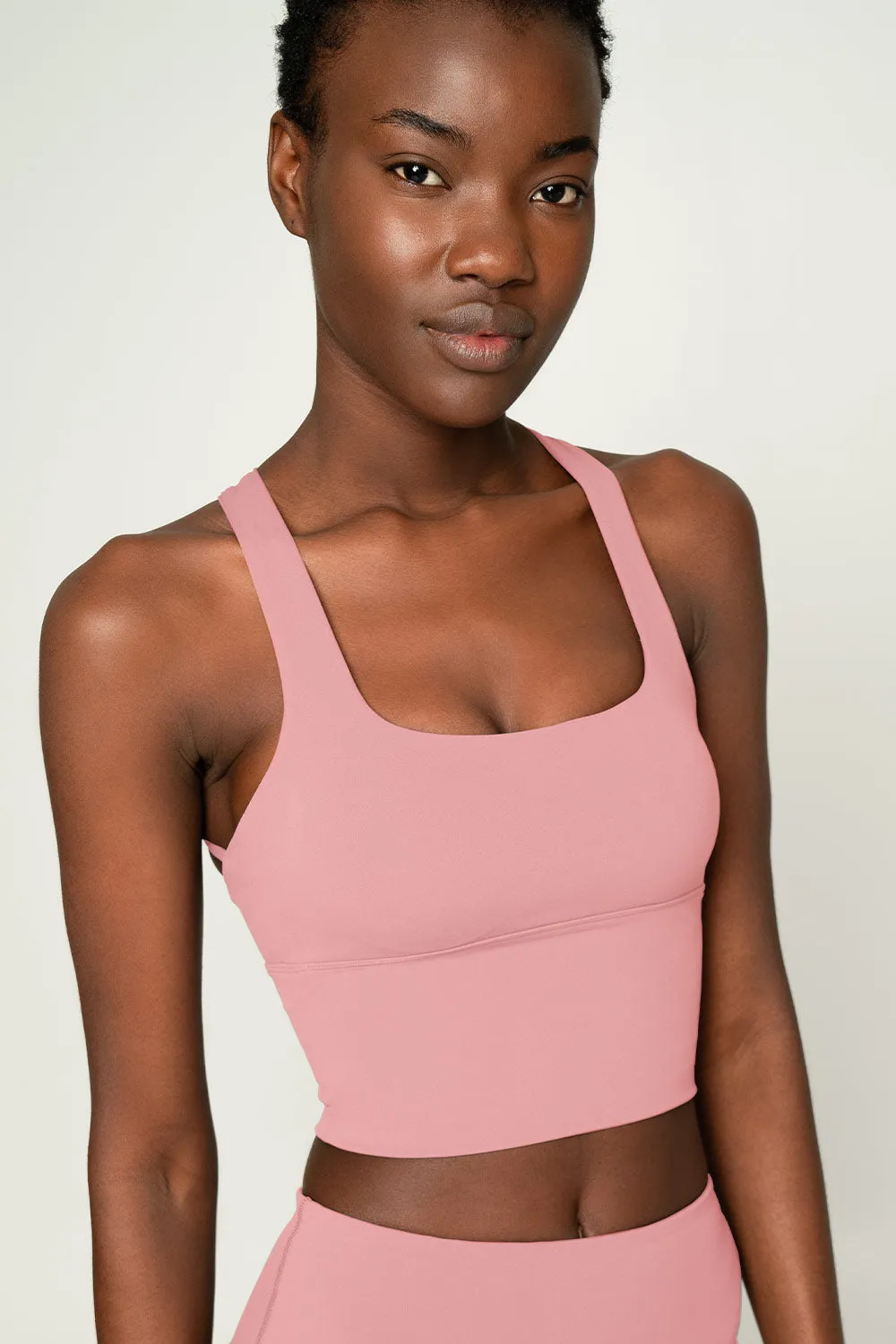 4 for $54 - Dusty Pink Kelly Crisscross Back Long Line Padded Sports Bra - Women