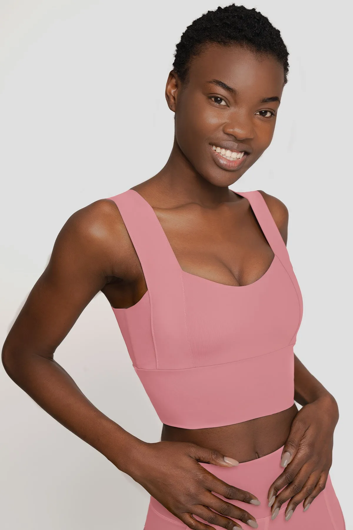 4 for $54 - Dusty Pink Kelly Long Line Sleek Padded Sports Bra - Women