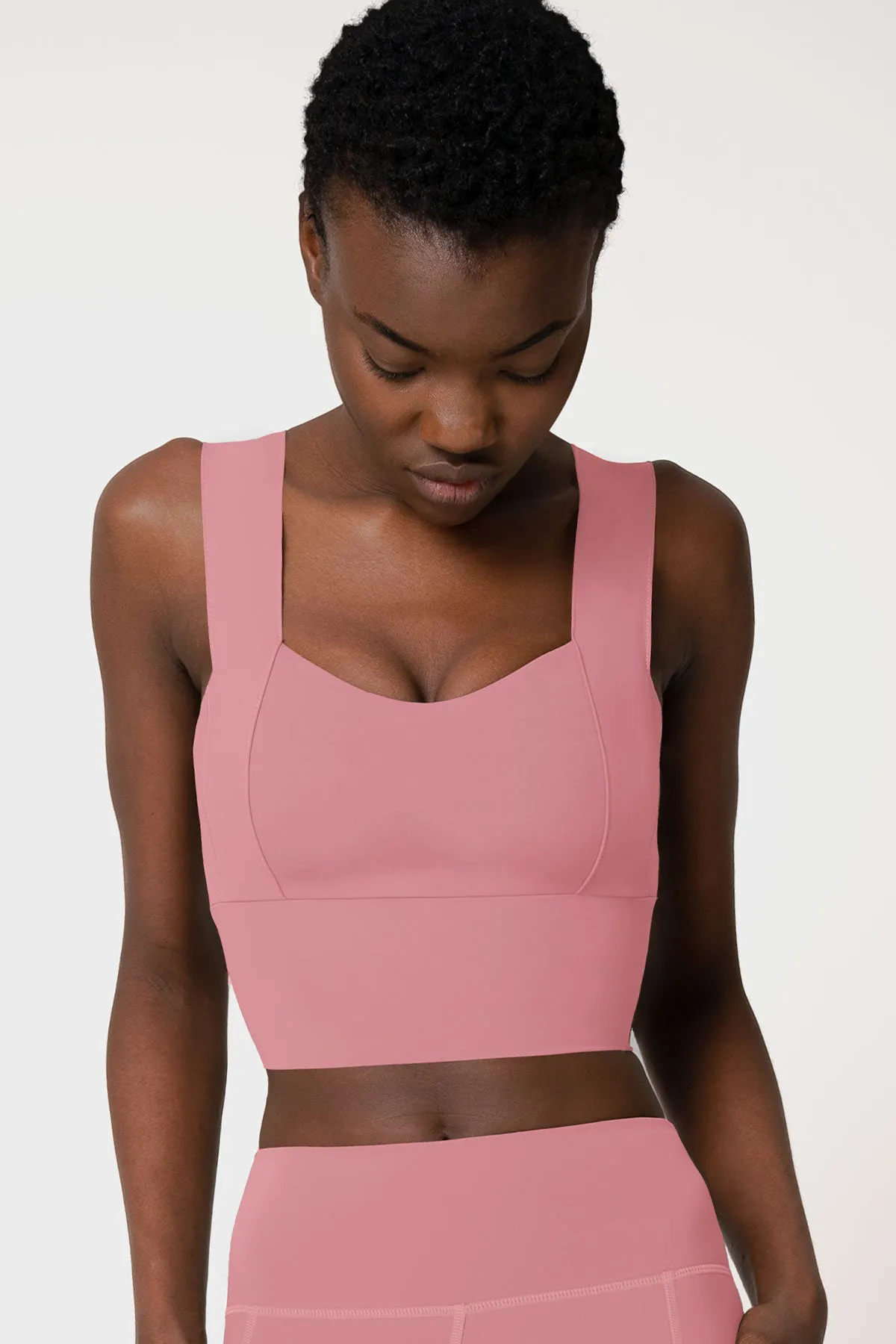 4 for $54 - Dusty Pink Kelly Long Line Sleek Padded Sports Bra - Women