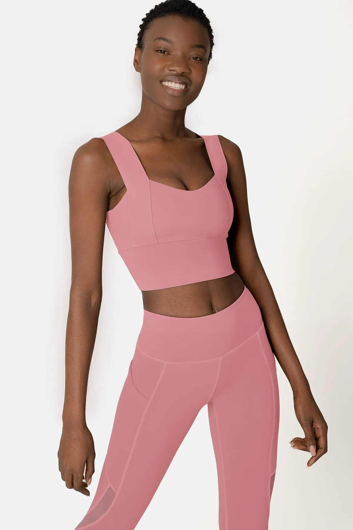 4 for $54 - Dusty Pink Kelly Long Line Sleek Padded Sports Bra - Women