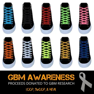 40" Flat Athletic Laces for GBM Awareness