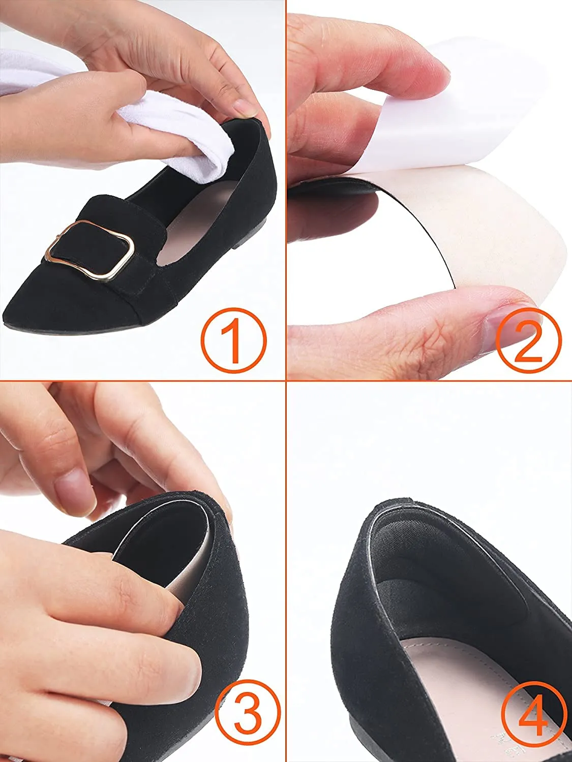 6 Pairs Heel Cushion Pads Heel Grip Liner Heel Shoe Grips Liner Self Adhesive Shoe Insoles Foot Care Protector Heel Shoe Grips Line for Women Men - Black