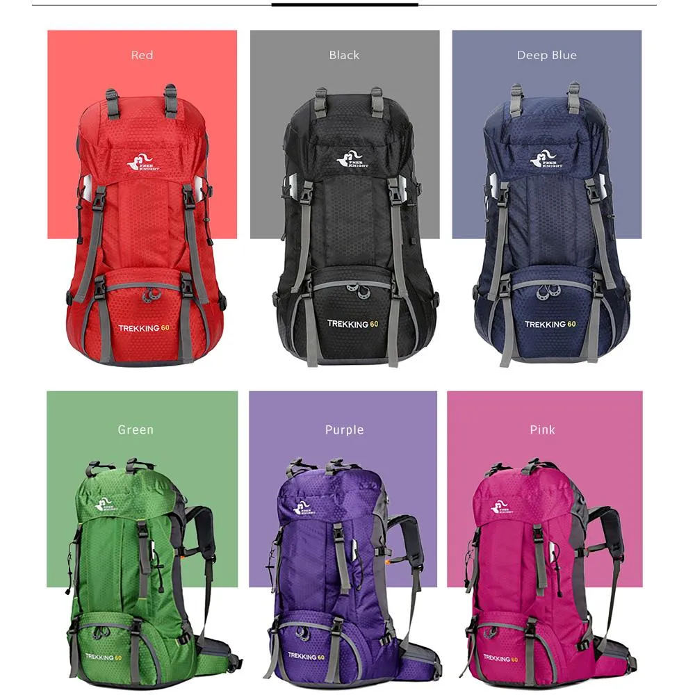 60L Climbing Waterproof Backpack with Rain Coat