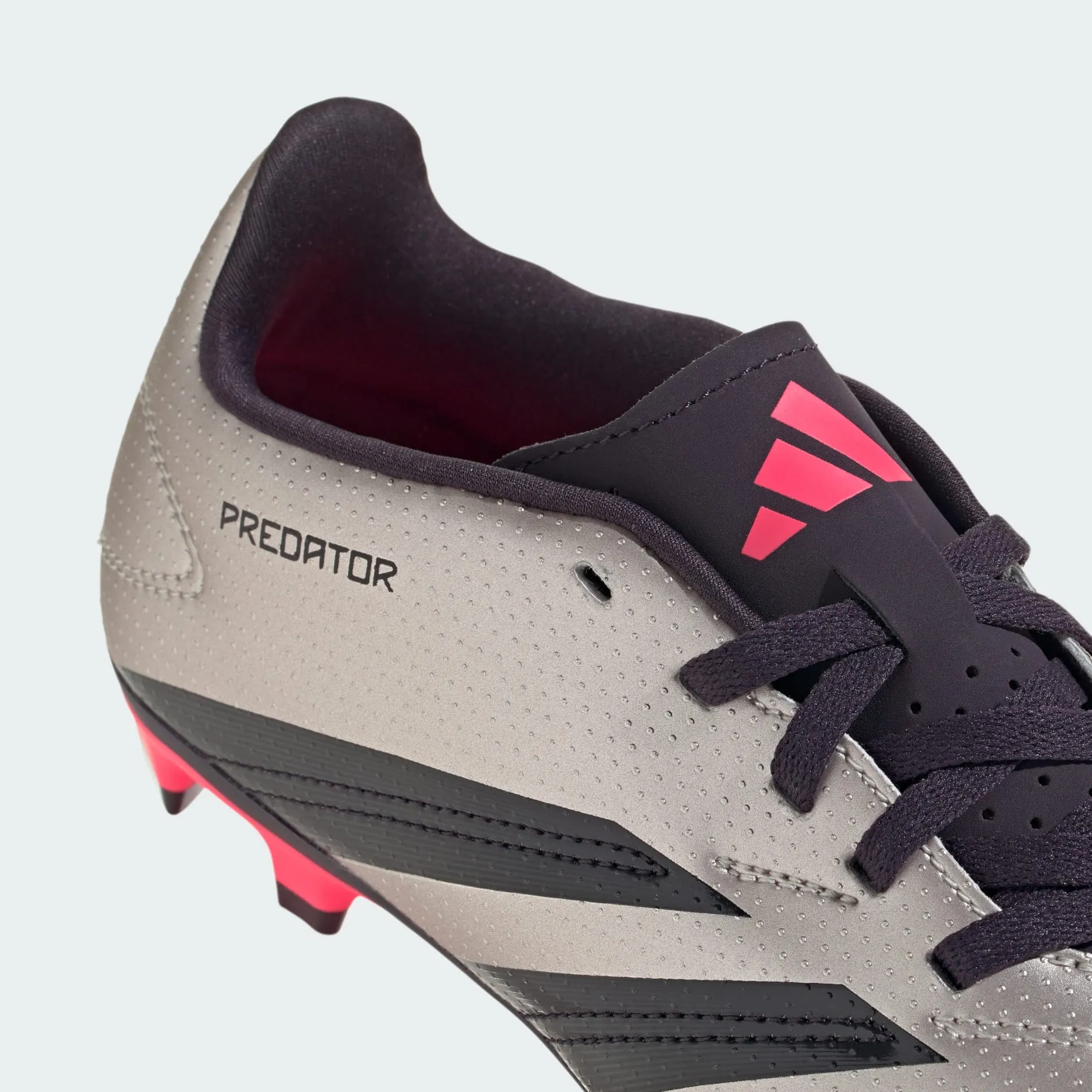 adidas PREDATOR CLUB Flexible Ground Soccer Cleats | Platinum Metallic-Aurora Black | Kid's Unisex