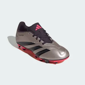 adidas PREDATOR CLUB Flexible Ground Soccer Cleats | Platinum Metallic-Aurora Black | Kid's Unisex