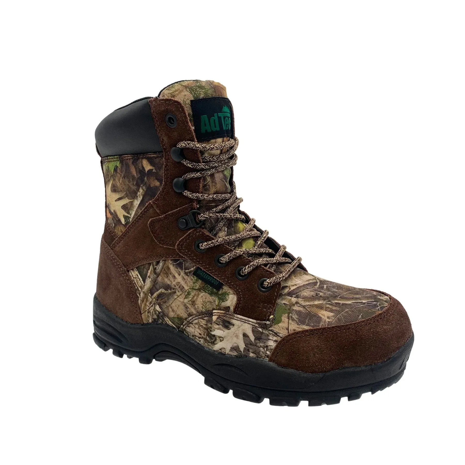 AdTec Mens 400G Waterproof Soft Toe Camo Leather Hunting Boots