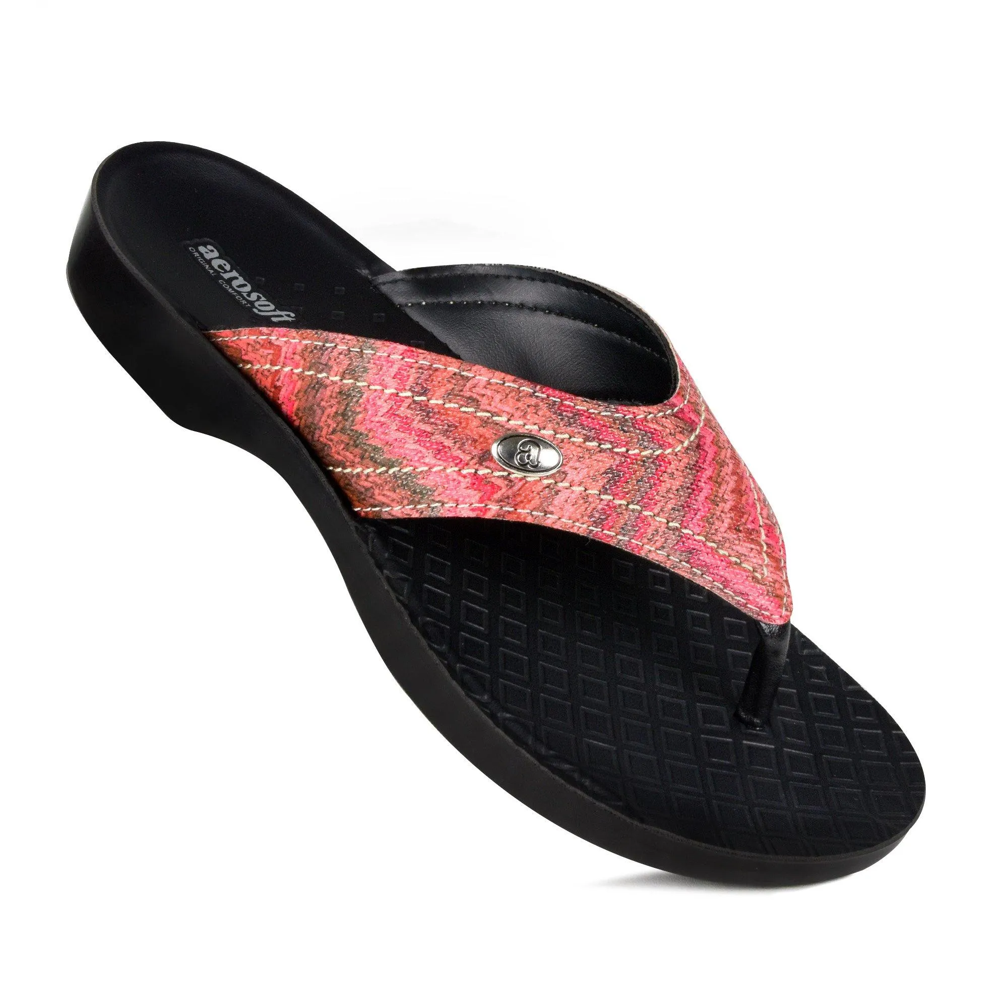 Aerosoft - Jute S6116 Vibrant Strap Comfortable Toe Post Summer Flip Flops For Women