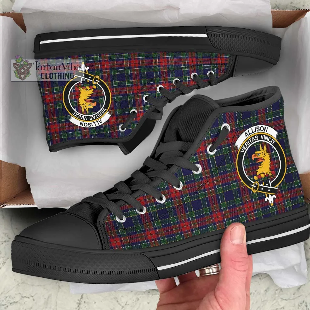 Allison Red Tartan High Top Shoes with Family Crest