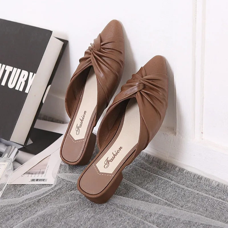 Amozae  Trendy Shoes For Women 2022 Summer Fashion Design Elegant Mules Slippers Outdoor Solid PVC Pointed Toe Ladies Shoes Half Drag