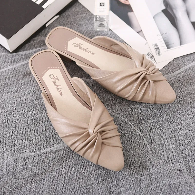 Amozae  Trendy Shoes For Women 2022 Summer Fashion Design Elegant Mules Slippers Outdoor Solid PVC Pointed Toe Ladies Shoes Half Drag