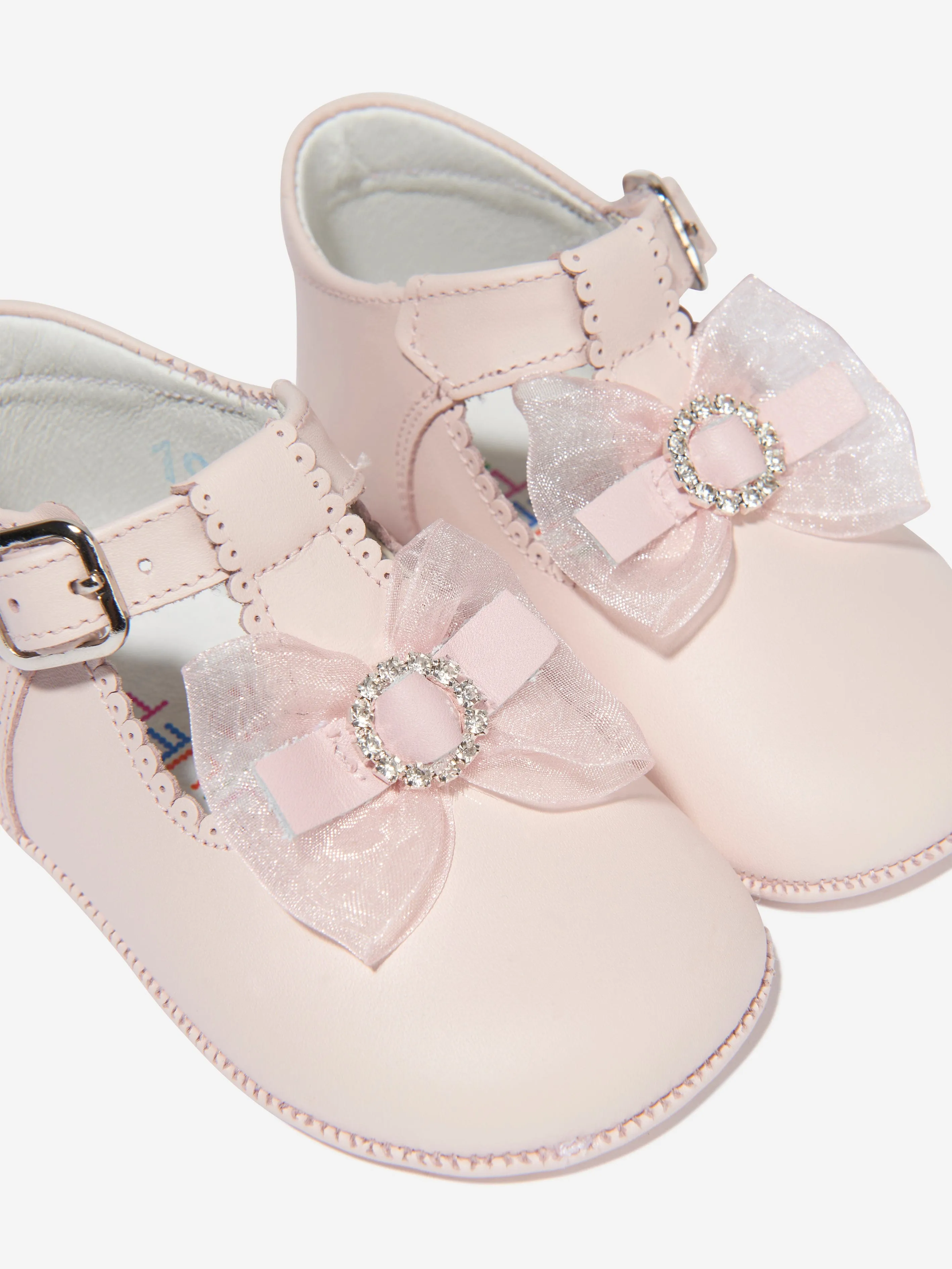 Andanines Baby Girls Leather Bow Shoes in Pink