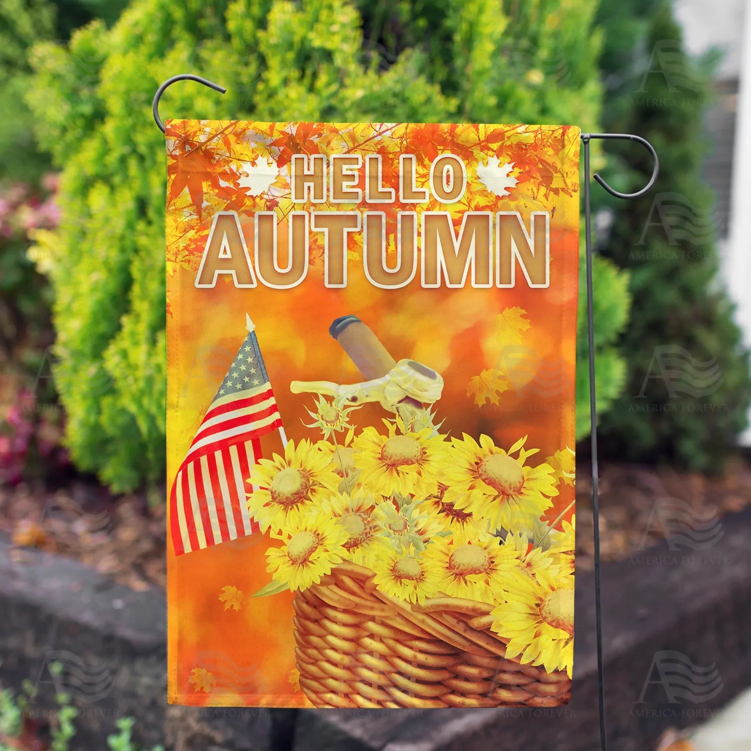 Autumn Flowers Bike Basket Flags Set (2 Pieces)