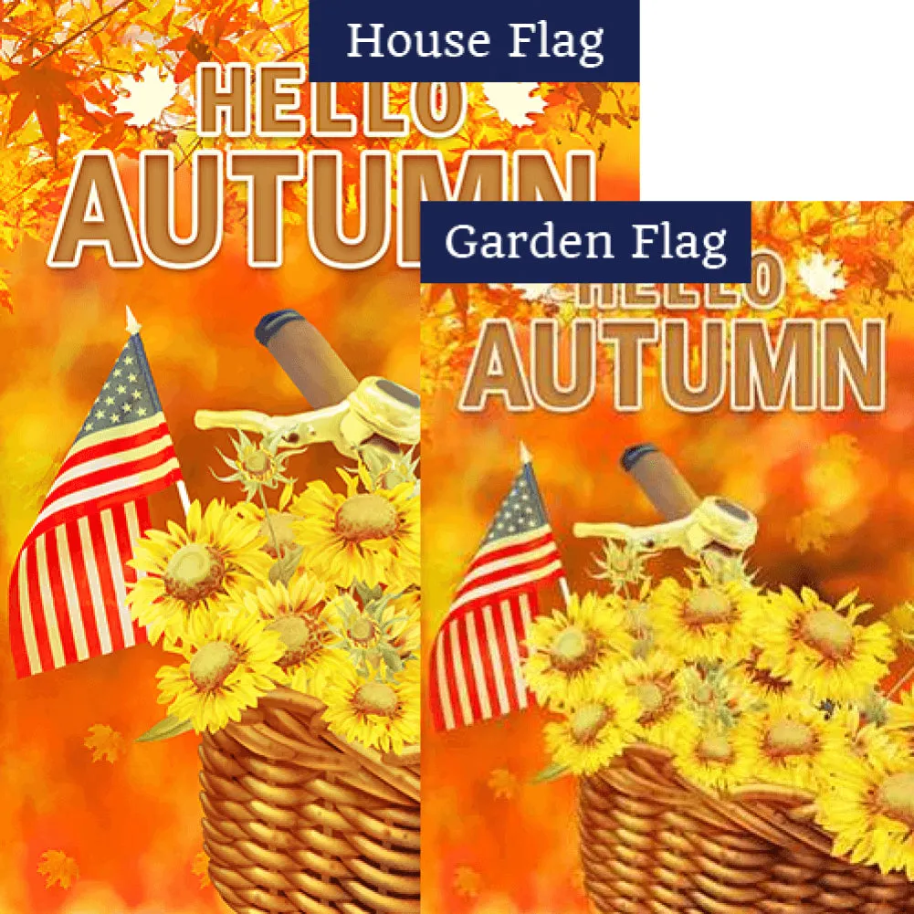 Autumn Flowers Bike Basket Flags Set (2 Pieces)