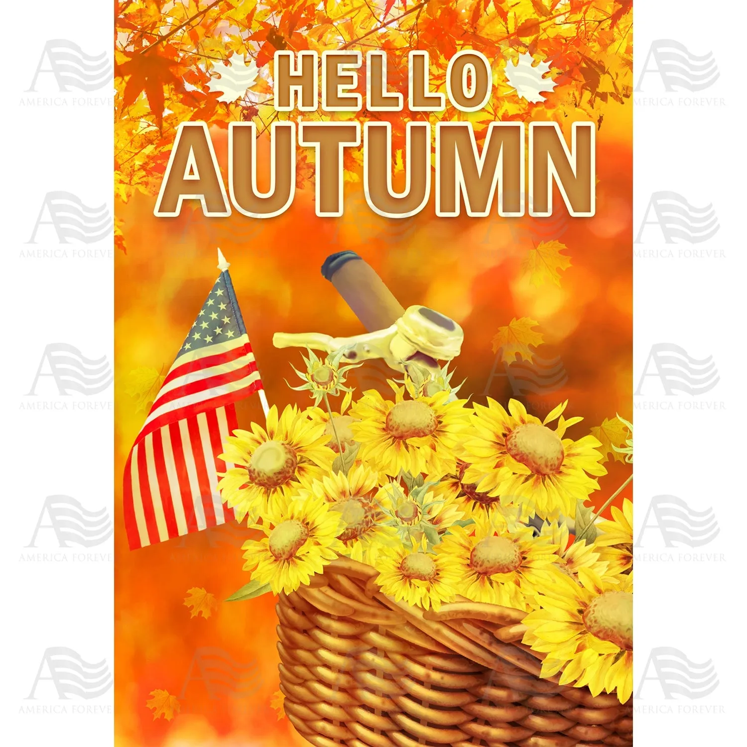 Autumn Flowers Bike Basket Flags Set (2 Pieces)