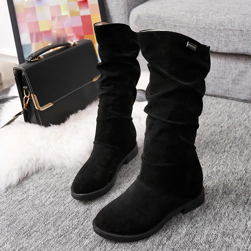 Autumn Winter Boots Women Sweet Boot Stylish Flat Flock Shoes Snow Boots