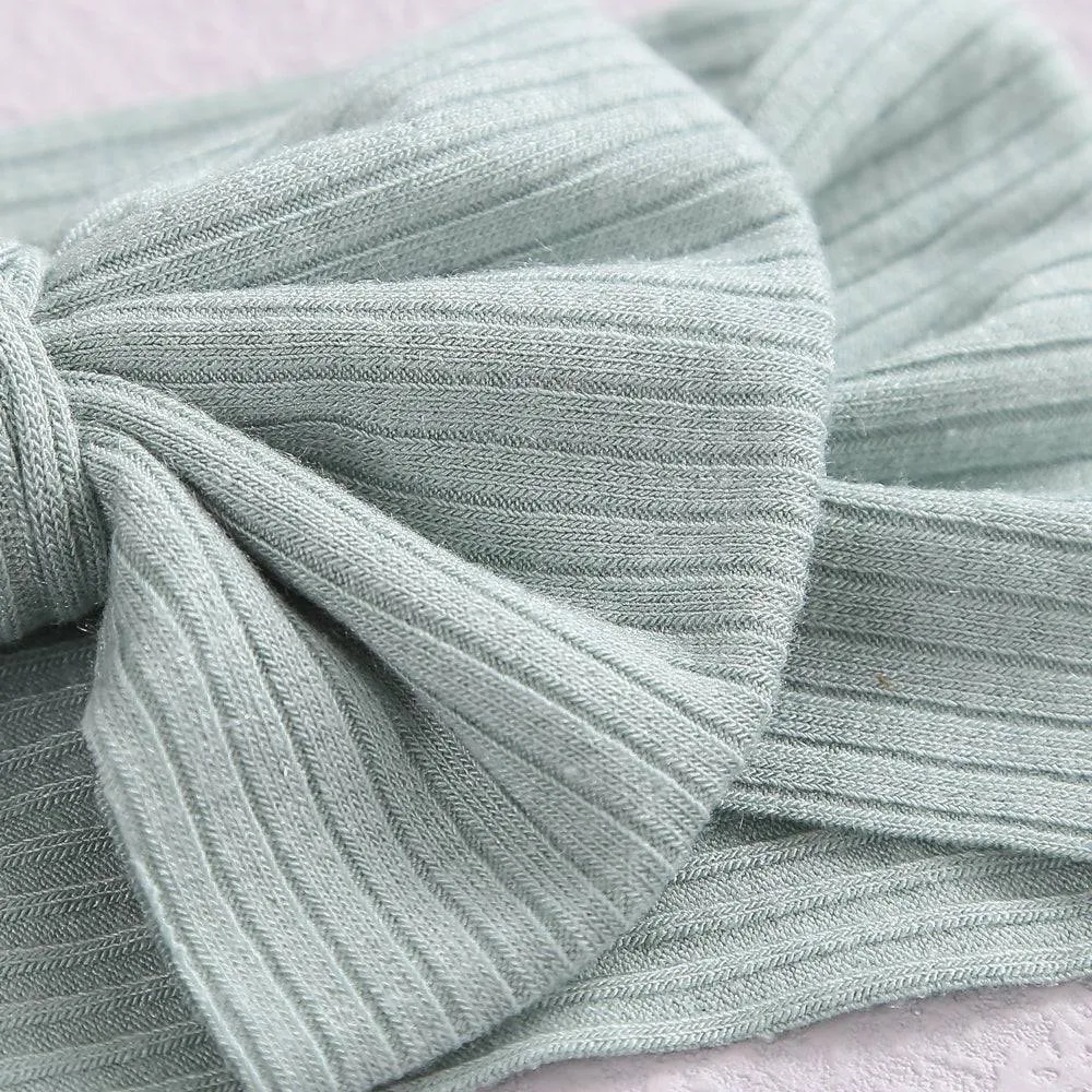 Baby Textured Single Soft Bow Knot Headband — Grey