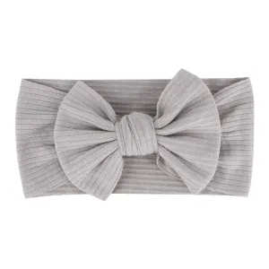 Baby Textured Single Soft Bow Knot Headband — Grey