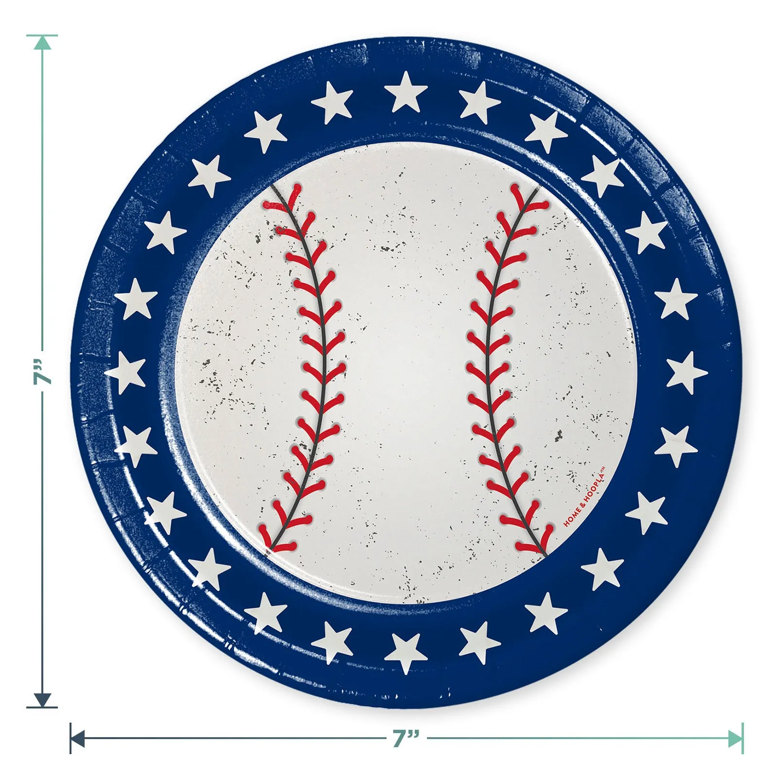 Baseball Party Supplies - All Star Red, White, & Blue Paper Dessert Plates, Napkins, Table Cover, and Baseball Garland Set (Serves 16)