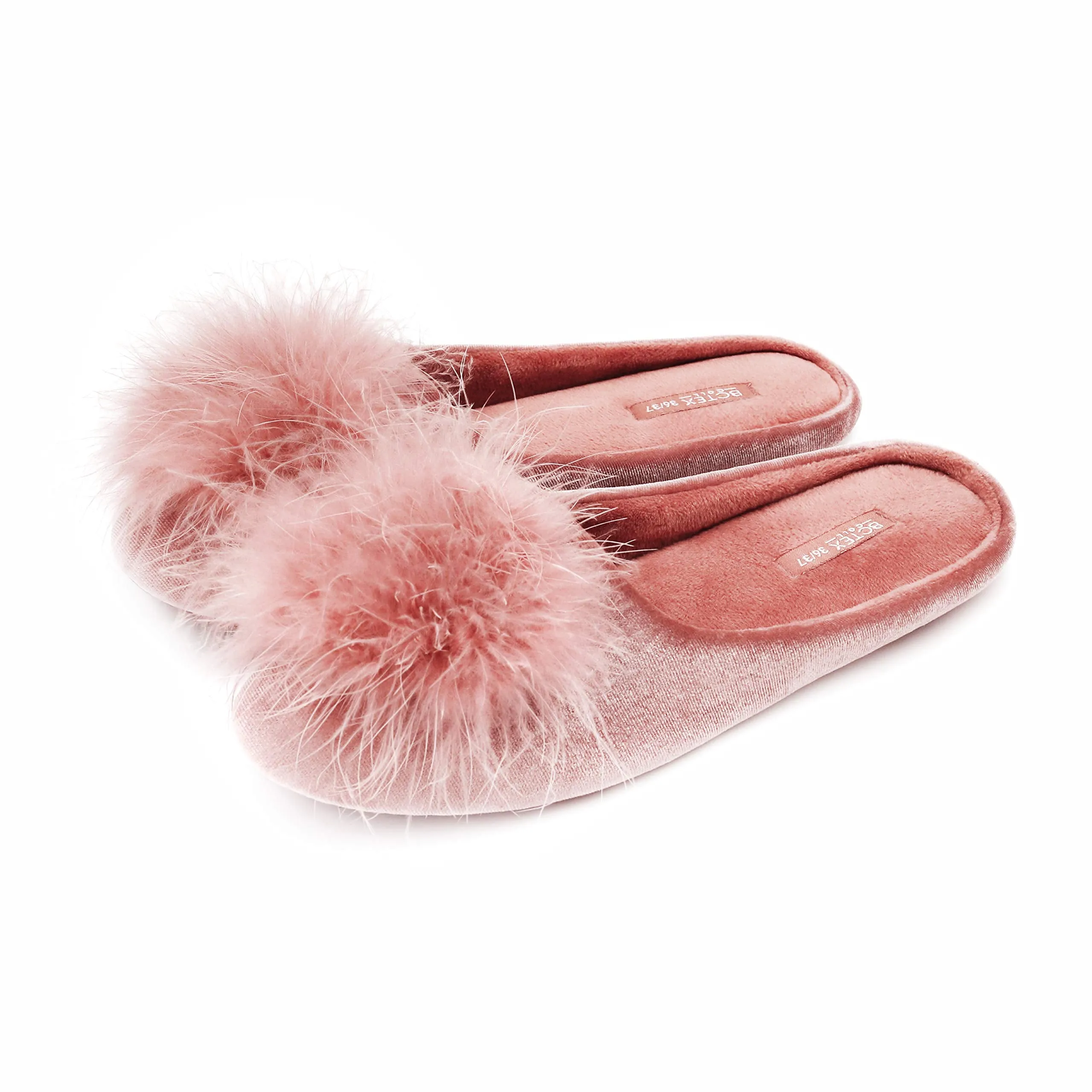 BCTEX COLL Women's Cozy Velvet Memory Foam House Slipper,Ladies Fuzzy Bedroom Slipper Non-slip Sole Pink 7-8