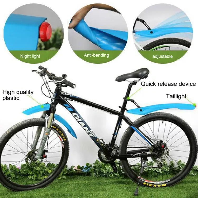 Bicycle Fender With LED Taillights Mountain Bike Fender Quick Release 26 Inch Riding Accessories(White)