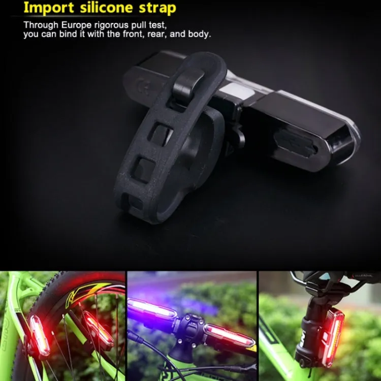 Bicycle Light USB Charging LED Warning Light Night Riding COB Tail Light, Specification: 7505C Red White Blue Light