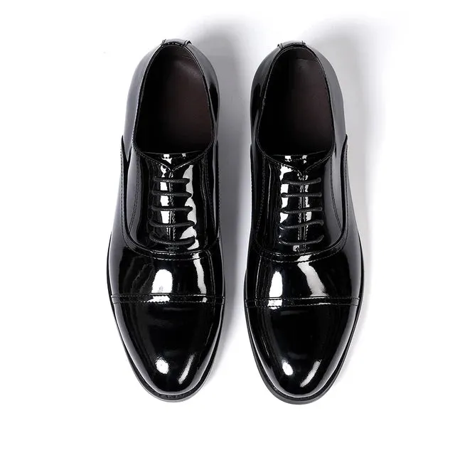 Black Shiny Solid Oxfords Shoes