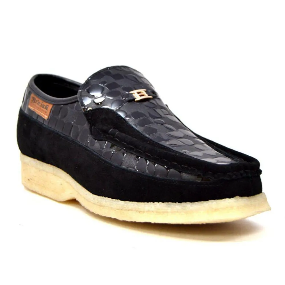 British Walkers Stone Pattern Men's Suede Crepe Sole Slip On Shoes