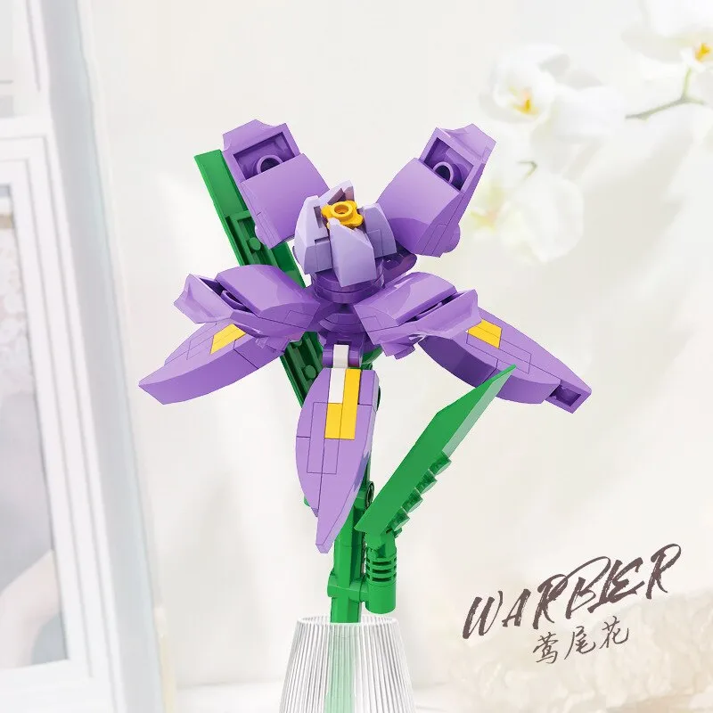 Building Blocks Flower Diy Plant Potted Tulip Lavender Simulation Bouquet Home Decoration Girl Gift Children Educational Toys