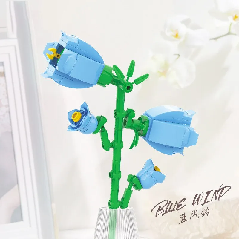 Building Blocks Flower Diy Plant Potted Tulip Lavender Simulation Bouquet Home Decoration Girl Gift Children Educational Toys