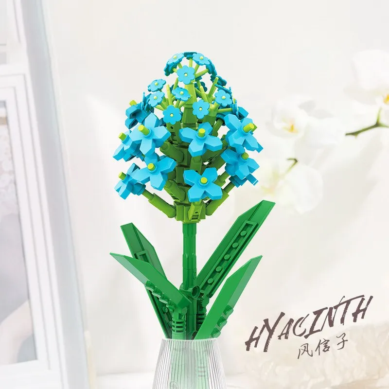 Building Blocks Flower Diy Plant Potted Tulip Lavender Simulation Bouquet Home Decoration Girl Gift Children Educational Toys