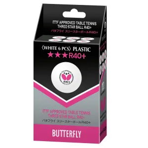 Butterfly 3-Star Ball R40  White - 6 Pack