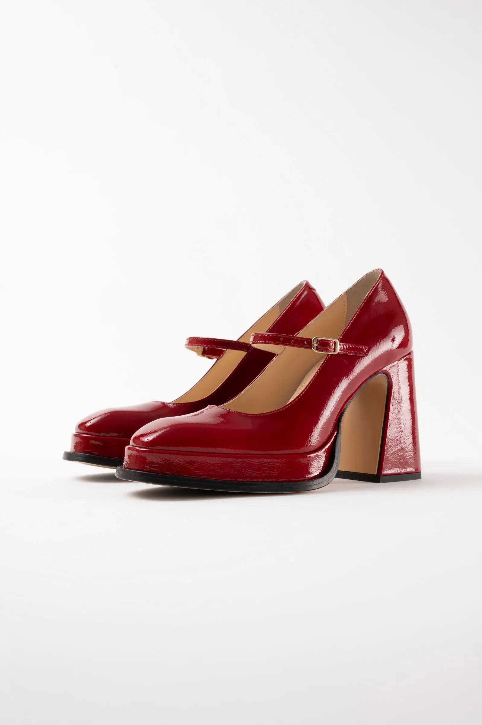 CASILDA - Berry Patent Leather Mary Jane Pumps