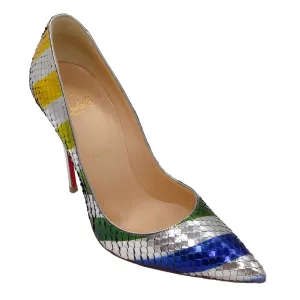 Christian Louboutin Silver Multicolor Metallic Striped So Kate 120mm Python Raye Laminato Pumps