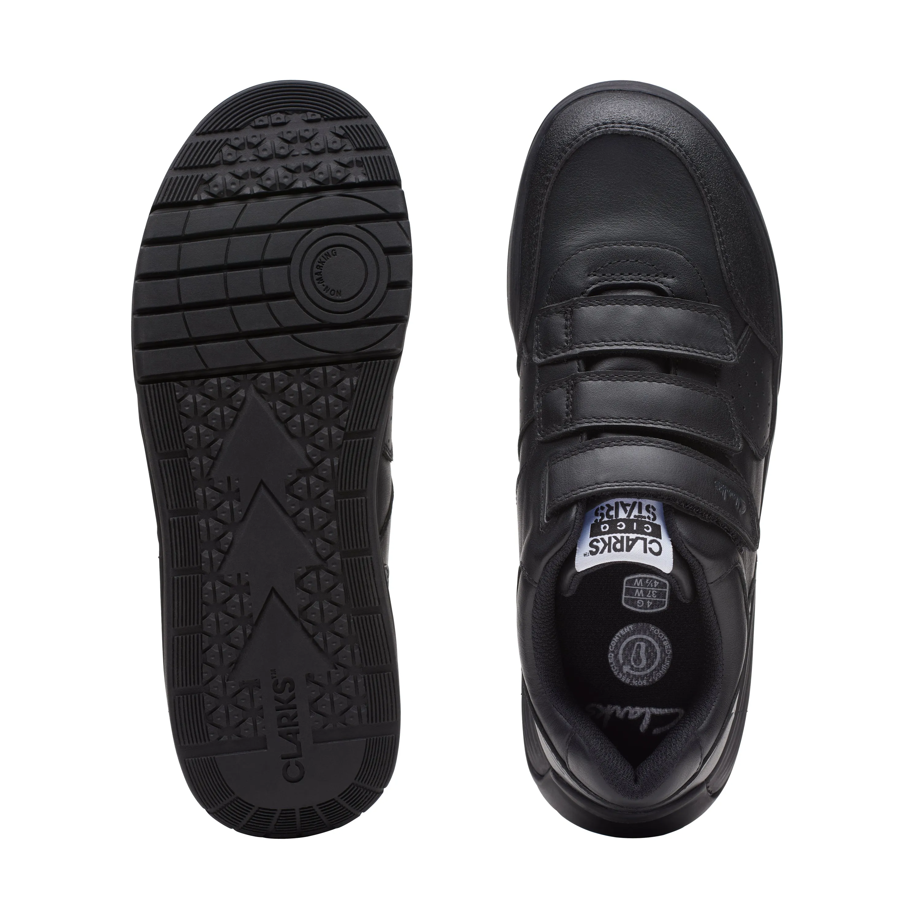 Clarks Cica Star Orb Y Boys Black School Shoes