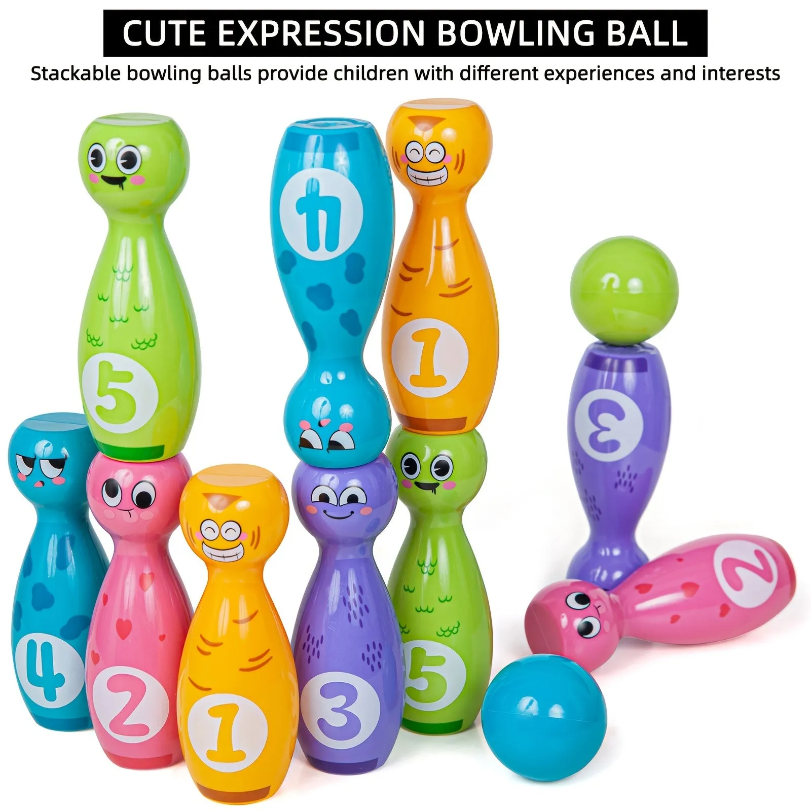 Colorful Kids Bowling Set with Durable Printing and Packaging