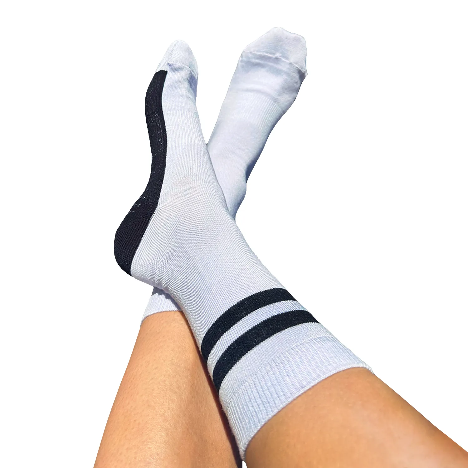 Crew Closed Toe - Striped Black & Lilac - Grip Socks