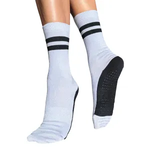 Crew Closed Toe - Striped Black & Lilac - Grip Socks